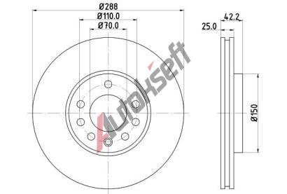 HELLA PAGID Brzdov kotou PRO - 288 mm HPG 8DD 355 104-681, 8DD 355 104-681