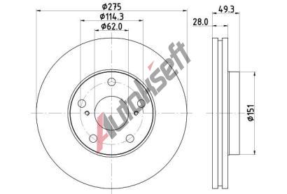 HELLA PAGID Brzdov kotou PRO - 275 mm HPG 8DD 355 104-931, 8DD 355 104-931