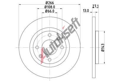 HELLA PAGID Brzdov kotou PRO - 266 mm HPG 8DD 355 105-751, 8DD 355 105-751