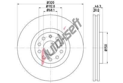 HELLA PAGID Brzdov kotou PRO - 320 mm HPG 8DD 355 107-631, 8DD 355 107-631