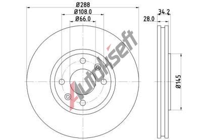 HELLA PAGID Brzdov kotou - 288 mm HPG 8DD 355 107-841, 8DD 355 107-841