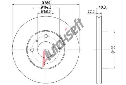 HELLA PAGID Brzdov kotou - 280 mm HPG 8DD 355 107-991, 8DD 355 107-991