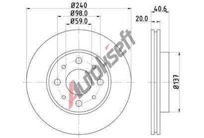 HELLA PAGID Brzdový kotouč PRO - 240 mm HPG 8DD 355 109-121, 8DD 355 109-121 HELLA PAGID Brzdový kotouč PRO - 240 mm HPG 8DD 355 109-121, 8DD 355 109-121