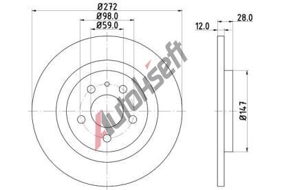 HELLA PAGID Brzdový kotouč PRO - 272 mm HPG 8DD 355 109-151, 8DD 355 109-151 HELLA PAGID Brzdový kotouč PRO - 272 mm HPG 8DD 355 109-151, 8DD 355 109-151
