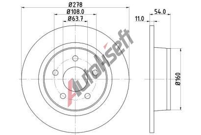 HELLA PAGID Brzdov kotou - 278 mm HPG 8DD 355 110-291, 8DD 355 110-291