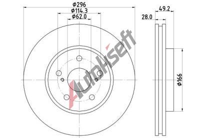 HELLA PAGID Brzdov kotou - 296 mm HPG 8DD 355 111-681, 8DD 355 111-681