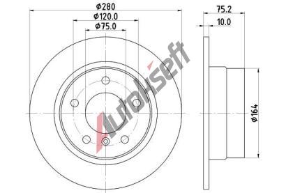 HELLA PAGID Brzdov kotou PRO - 280 mm HPG 8DD 355 112-641, 8DD 355 112-641