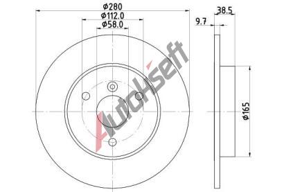 HELLA PAGID Brzdov kotou PRO - 280 mm HPG 8DD 355 113-561, 8DD 355 113-561