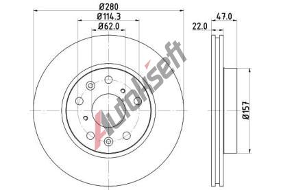 HELLA PAGID Brzdov kotou - 280 mm HPG 8DD 355 113-631, 8DD 355 113-631