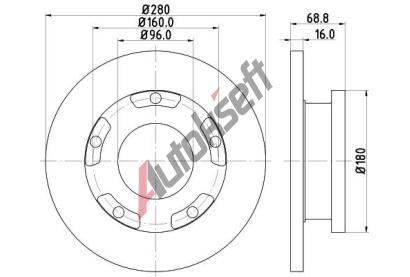 HELLA PAGID Brzdov kotou - 280 mm HPG 8DD 355 113-811, 8DD 355 113-811