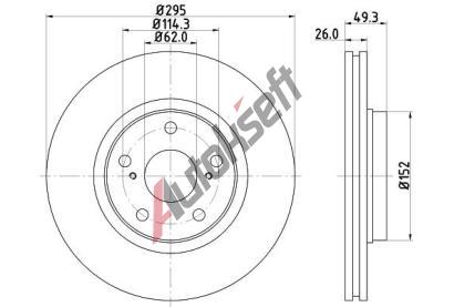 HELLA PAGID Brzdov kotou - 295 mm HPG 8DD 355 114-281, 8DD 355 114-281