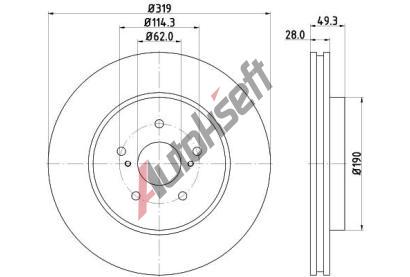 HELLA PAGID Brzdov kotou PRO - 319 mm HPG 8DD 355 114-981, 8DD 355 114-981