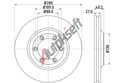 HELLA PAGID Brzdov kotou PRO - 280 mm HPG 8DD 355 115-231, 8DD 355 115-231
