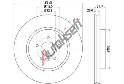 HELLA PAGID Brzdov kotou PRO - 345 mm HPG 8DD 355 115-471, 8DD 355 115-471