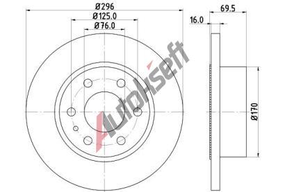 HELLA PAGID Brzdov� kotou� - 296 mm HPG 8DD 355 115-521, 8DD 355 115-521