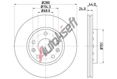 HELLA PAGID Brzdov kotou PRO - 280 mm HPG 8DD 355 116-151, 8DD 355 116-151