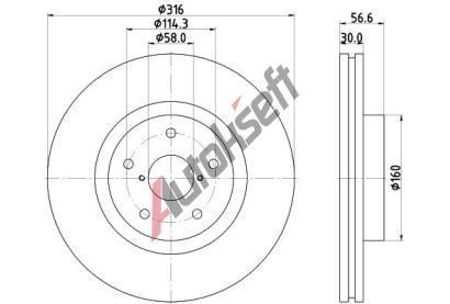 HELLA PAGID Brzdov kotou PRO - 316 mm HPG 8DD 355 116-361, 8DD 355 116-361
