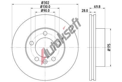 HELLA PAGID Brzdov kotou - 302 mm HPG 8DD 355 117-121, 8DD 355 117-121
