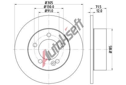 HELLA PAGID Brzdový kotouč - 305 mm HPG 8DD 355 117-141, 8DD 355 117-141 HELLA PAGID Brzdový kotouč - 305 mm HPG 8DD 355 117-141, 8DD 355 117-141