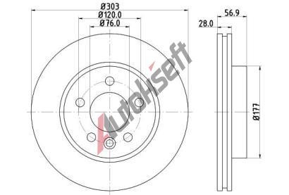 HELLA PAGID Brzdov kotou PRO - 303 mm HPG 8DD 355 117-151, 8DD 355 117-151