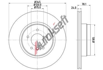 HELLA PAGID Brzdov kotou PRO - 345 mm HPG 8DD 355 117-761, 8DD 355 117-761