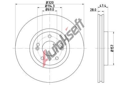HELLA PAGID Brzdov kotou PRO - 320 mm HPG 8DD 355 117-971, 8DD 355 117-971