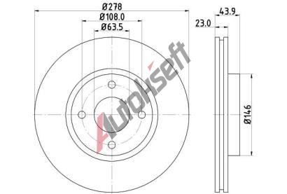 HELLA PAGID Brzdov kotou PRO - 278 mm HPG 8DD 355 118-181, 8DD 355 118-181