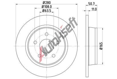 HELLA PAGID Brzdov kotou PRO - 280 mm HPG 8DD 355 118-211, 8DD 355 118-211