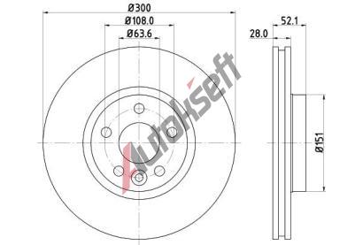 HELLA PAGID Brzdov kotou PRO - 300 mm HPG 8DD 355 118-831, 8DD 355 118-831