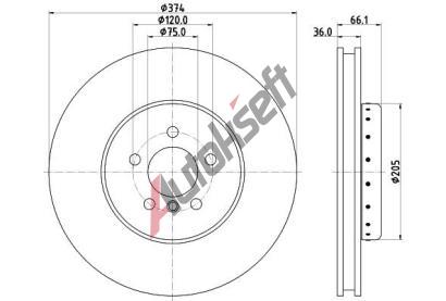 HELLA PAGID Brzdov kotou PRO High Carbon - 374 mm HPG 8DD 355 120-681, 8DD 355 120-681