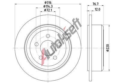 HELLA PAGID Brzdov kotou PRO - 316 mm HPG 8DD 355 122-221, 8DD 355 122-221