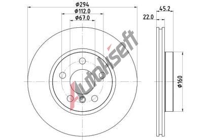 HELLA PAGID Brzdov kotou PRO - 294 mm HPG 8DD 355 122-651, 8DD 355 122-651