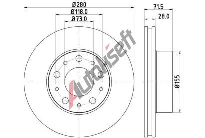 HELLA PAGID Brzdov kotou - 280 mm HPG 8DD 355 122-691, 8DD 355 122-691