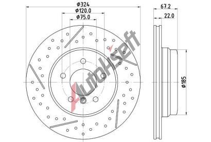 HELLA PAGID Brzdov kotou PRO - 324 mm HPG 8DD 355 123-031, 8DD 355 123-031