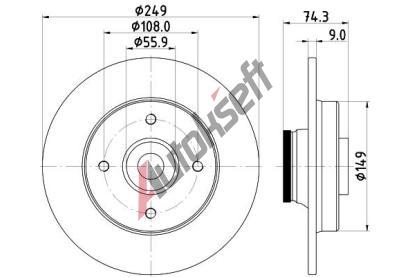 HELLA PAGID Brzdov kotou PRO - 249 mm HPG 8DD 355 123-301, 8DD 355 123-301