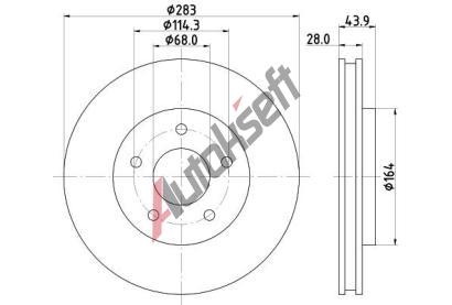 HELLA PAGID Brzdov kotou PRO - 283 mm HPG 8DD 355 125-071, 8DD 355 125-071