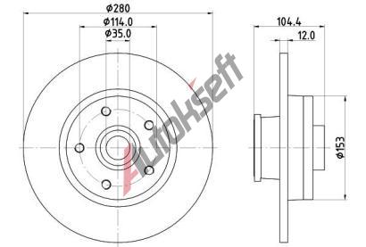 HELLA PAGID Brzdov� kotou� PRO - 280 mm HPG 8DD 355 125-281, 8DD 355 125-281