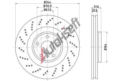 HELLA PAGID Brzdový kotouč PRO High Carbon - 344 mm HPG 8DD 355 126-381, 8DD 355 126-381  HELLA PAGID Brzdový kotouč PRO High Carbon - 344 mm HPG 8DD 355 126-381, 8DD 355 126-381