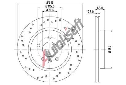 HELLA PAGID Brzdov kotou PRO - 315 mm HPG 8DD 355 126-391, 8DD 355 126-391