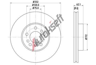 HELLA PAGID Brzdov kotou PRO High Carbon - 332 mm HPG 8DD 355 127-631, 8DD 355 127-631