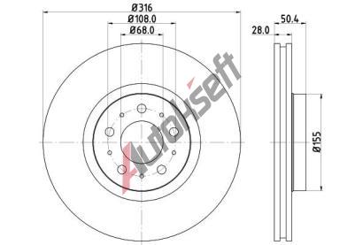 HELLA PAGID Brzdov kotou PRO High Carbon - 316 mm HPG 8DD 355 128-191, 8DD 355 128-191
