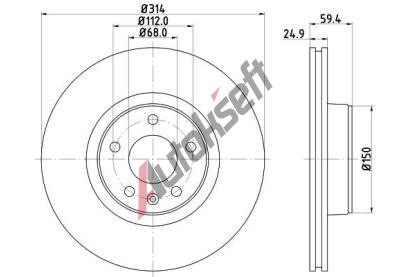 HELLA PAGID Brzdov� kotou� PRO High Carbon - 314 mm HPG 8DD 355 128-291, 8DD 355 128-291