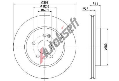 HELLA PAGID Brzdov kotou PRO High Carbon - 303 mm HPG 8DD 355 129-751, 8DD 355 129-751