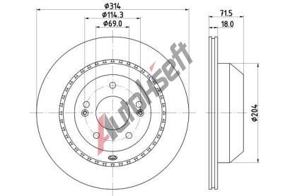 HELLA PAGID Brzdov kotou PRO - 314 mm HPG 8DD 355 131-881, 8DD 355 131-881
