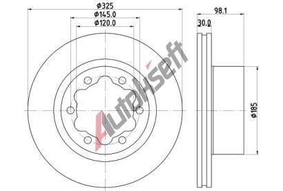 HELLA PAGID Brzdov kotou PRO - 325 mm HPG 8DD 355 132-201, 8DD 355 132-201