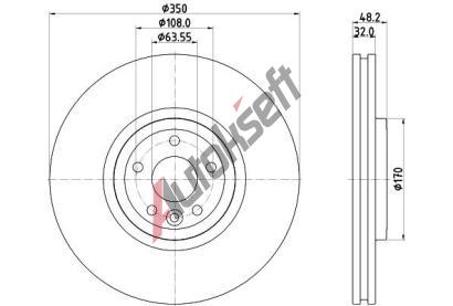 HELLA PAGID Brzdov kotou PRO HC - 350 mm HPG 8DD 355 132-481, 8DD 355 132-481
