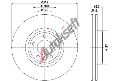 HELLA PAGID Brzdov kotou PRO HC - 349 mm HPG 8DD 355 132-551, 8DD 355 132-551