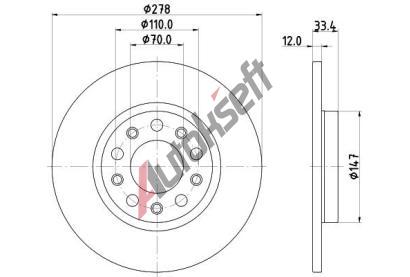HELLA PAGID Brzdov� kotou� - 278 mm HPG 8DD 355 133-721, 8DD 355 133-721