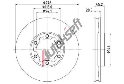 HELLA PAGID Brzdov kotou PRO - 276 mm HPG 8DD 355 134-931, 8DD 355 134-931