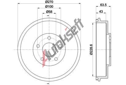 HELLA PAGID Brzdov buben - 228,4 mm HPG 8DT 355 300-911, 8DT 355 300-911